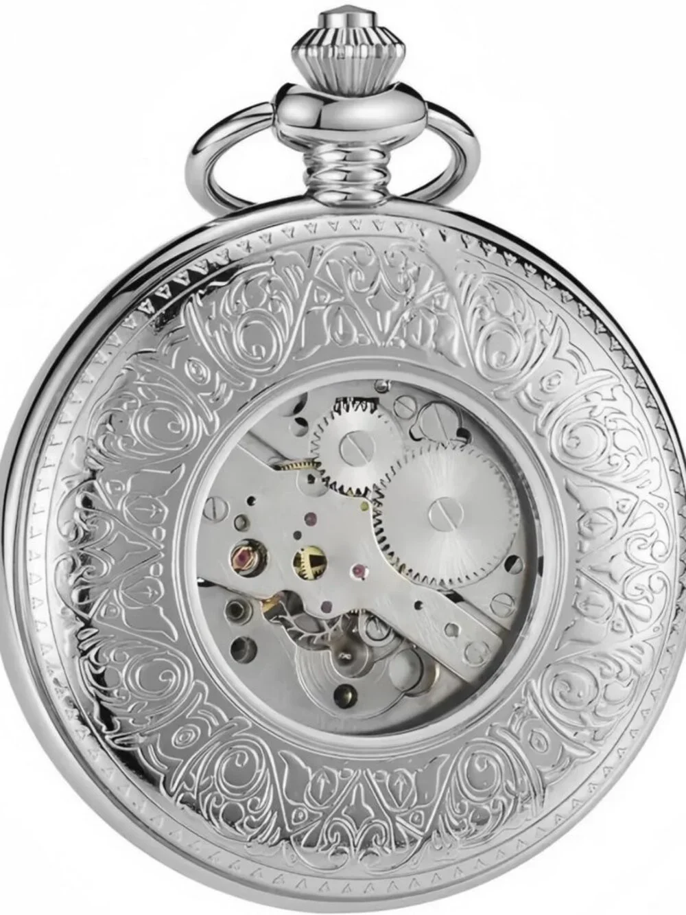 Vintage Mechanical Pocket Watch for Men - Moon Phase, Skeleton Face, Antique